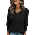 thumbnail image 1 of FDGIU Women's Lightweight V-Neck Sweater‌ - Long Sleeve Knit Pullover Tops, Loose Fit Crochet Casual Tunic for Fall 2025, 1 of 7