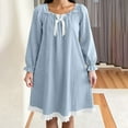 thumbnail image 1 of FDGIU Women's Long Sleeve Flannel Nightgown - Knee Length Sleepwear with Ruffle & Lace Trim, Cozy Winter Loungewear, 1 of 6