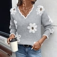 thumbnail image 1 of FDGIU ‌‌‌‌‌‌‌Women's Long Sleeve Knit Sweater - Lightweight Pullover V NeckTop, Fall Casual Streetwear, 1 of 7