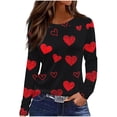thumbnail image 1 of FDGIU Women’s Long Sleeve Valentine Tops - Loose Fit Cute Love Heart Print Casual Tunic Blouse Plus Size Holiday Gift, 1 of 6