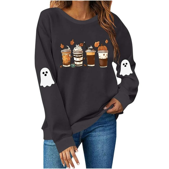 FDGIU Women's Loose Cute Crewneck Pullover, Halloween Graphic Tees for Women, Pumpkin Long Sleeve Tops, Soft Breathable Casual Top,Oversized Hooded Sweatshirts Fall