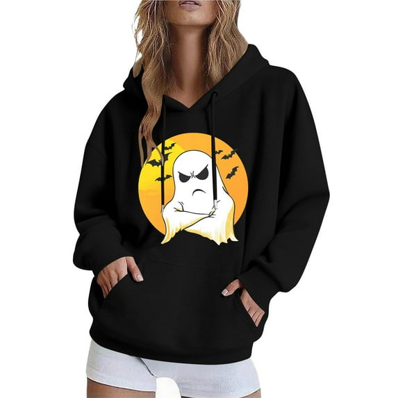 FDGIU Women's Loose Cute Crewneck Pullover, Halloween Graphic Tees for Women, Pumpkin Long Sleeve Tops, Soft Breathable Casual Top,Oversized Hooded Sweatshirts Fall