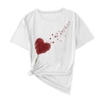 thumbnail image 1 of FDGIU ‌Women's Love Heart Graphic Tee - V-Neck Valentine T-Shirt Comfy Casual Blouse Gift, 1 of 5