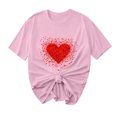 thumbnail image 1 of FDGIU ‌Women's Love Heart Graphic Tee - V-Neck Valentine T-Shirt Comfy Casual Blouse Gift, 1 of 5