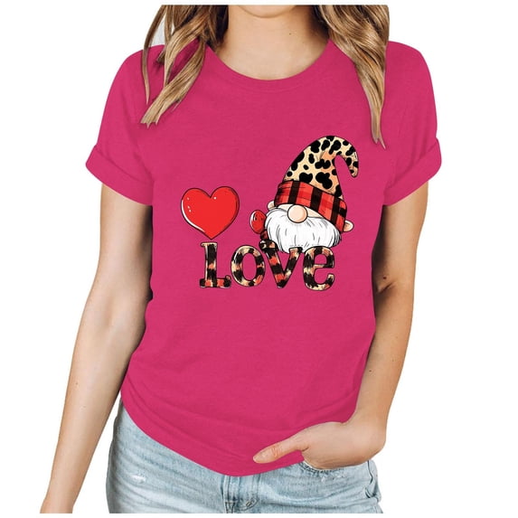 FDGIU Women's Love Heart Graphic Tee - V-Neck Valentine T-Shirt Comfy Casual Blouse Gift