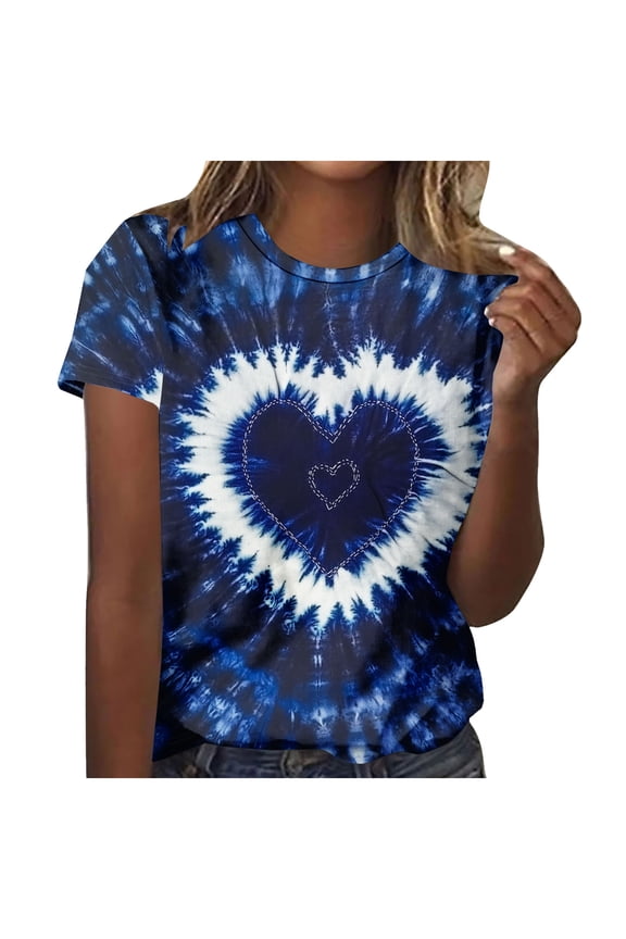‌Women's Love Heart Graphic Tee - V-Neck Valentine T-Shirt Comfy Casual Blouse Gift