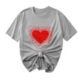 thumbnail image 1 of FDGIU ‌Women's Love Heart Graphic Tee - V-Neck Valentine T-Shirt Comfy Casual Blouse Gift, 1 of 5