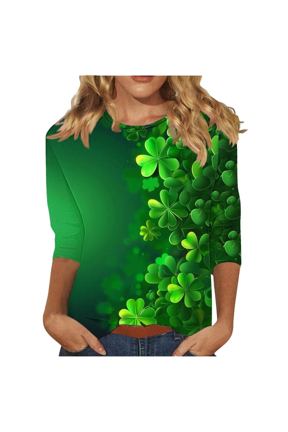 ‌‌‌‌Women's St. Patrick's Day T-Shirt - Short Sleeve Crew Neck Shamrock Graphic Tee