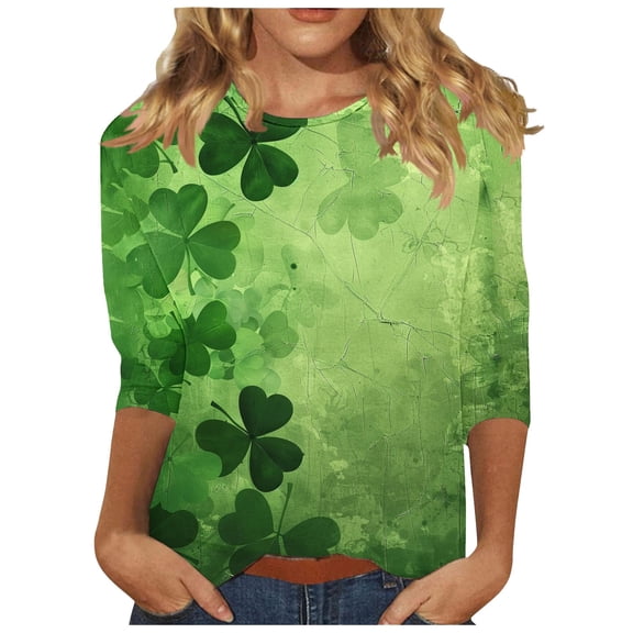 FDGIU ‌‌‌‌Women's St. Patrick's Day T-Shirt - Short Sleeve Crew Neck Shamrock Graphic Tee