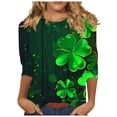 thumbnail image 1 of FDGIU ‌‌‌‌Women's St. Patrick's Day T-Shirt - Short Sleeve Crew Neck Shamrock Graphic Tee, 1 of 5