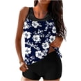 thumbnail image 1 of FDGIU Women's Modest Tankini Set with Built-in Bra - Tummy Control Tank Top & Shorts Bathing Suit, 1 of 4