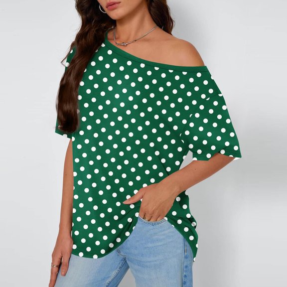 FDGIU Women's Off Shoulder Oversized T-Shirt - Short Sleeve Tee Summer Casual Beach Shirt Loose Fit Comfy House Outfits Spring Fashion