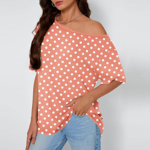 FDGIU Women's Off Shoulder Oversized T-Shirt - Short Sleeve Tee Summer Casual Beach Shirt Loose Fit Comfy House Outfits Spring Fashion