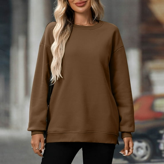 FDGIU Women's Oversized Fleece Sweatshirt 2025 - Trendy Crewneck Pullover with Pocket - Cozy Loose Fit Hoodie & Long Sleeve Tops - Fall Winter Fashion Casual Outfits