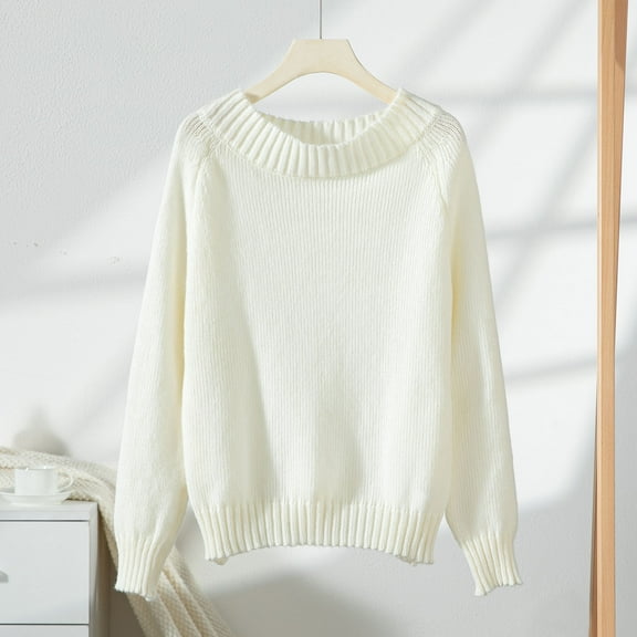FDGIU Women's Oversized Knit Sweater 2025 - Chunky Solid Color Crew Neck Pullover, Warm Winter Fall Top, Cozy Casual Loose Fit
