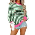 thumbnail image 1 of FDGIU Women's Oversized Striped Christmas Sweatshirt - Merry Xmas Crewneck Long Sleeve Loose Fit Holiday Outfit, 1 of 5