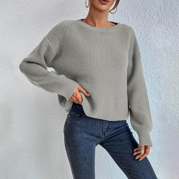 FDGIU Women's Oversized Sweater, Knit Casual Crewneck Pullover, Soft Warm Long Sleeve Winter Top 2025 Trendy Holiday Outfits