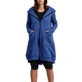 thumbnail image 1 of FDGIU Women's Oversized Zip Up Long Hoodie - Lightweight Fleece Long Tunic Jacket with Pockets, Winter Warm Cozy Sweatshirt, 1 of 7