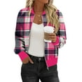 thumbnail image 1 of FDGIU Women's Plaid Flannel Hooded Shacket - Long Sleeve Zipper & Pockets for Casual Outdoor Activities, 1 of 6