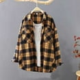 thumbnail image 1 of FDGIU Women's Plaid Flannel Shacket Jacket - Cozy Lapel Button-Down Shirt Coat, Fall Winter Fuzzy Trench Oversized Outerwear, 1 of 3