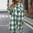 thumbnail image 1 of FDGIU Women's Plaid Flannel Shacket Jacket - Cozy Lapel Button-Down Shirt Coat, Fall Winter Fuzzy Trench Oversized Outerwear, 1 of 7