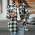 thumbnail image 1 of FDGIU Women's Plaid Flannel Shacket Jacket - Cozy Lapel Button-Down Shirt Coat, Fall Winter Fuzzy Trench Oversized Outerwear, 1 of 6
