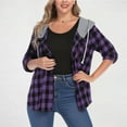 thumbnail image 1 of FDGIU Women's Plaid Flannel Shacket - Plus Size Fleece Lined Hooded Coat, Long Sleeve Button-Down Shirt Jacket, Oversized Flannel Hoodie, Warm Winter Zip-Up Coat, 1 of 5