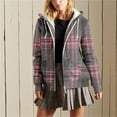 thumbnail image 1 of FDGIU Women's Plaid Flannel Shacket - Plus Size Fleece Lined Hooded Coat, Long Sleeve Button-Down Shirt Jacket, Oversized Flannel Hoodie, Warm Winter Zip-Up Coat, 1 of 6
