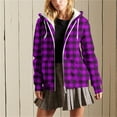 thumbnail image 1 of FDGIU Women's Plaid Flannel Shacket - Plus Size Fleece Lined Hooded Coat, Long Sleeve Button-Down Shirt Jacket, Oversized Flannel Hoodie, Warm Winter Zip-Up Coat, 1 of 6