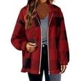 thumbnail image 1 of FDGIU Women's Plaid Fleece Cardigan Button Hooded Jacket - Lightweight Winter Coat with Pockets, Warm Trendy Fall Outerwear, 1 of 4