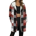 thumbnail image 1 of FDGIU Women's Plaid Fleece Coat - Sherpa Lined Plus Size Warm Winter Zip Up Outerwear for Cold Weather, 1 of 5