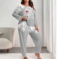 thumbnail image 1 of FDGIU Women's Plus Size Christmas Pajamas‌, Holiday Printed Long Sleeve Set, Soft Crewneck Top & Pants, 1 of 4