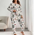 thumbnail image 1 of FDGIU Women's Plus Size Christmas Pajamas‌, Holiday Printed Long Sleeve Set, Soft Crewneck Top & Pants, 1 of 6