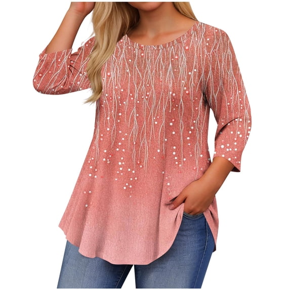 FDGIU Women's Plus Size Long Sleeve Shirts - Casual Loose Fit Flare Swing Tunic Tops with Ruffle Hem for Spring