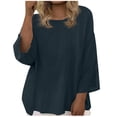 thumbnail image 1 of FDGIU ‌‌‌Women's Plus Size Long Sleeve Shirts - Casual Loose Fit Flare Swing Tunic Tops with Ruffle Hem for Spring, 1 of 7