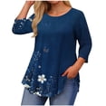thumbnail image 1 of FDGIU ‌‌‌Women's Plus Size Long Sleeve Shirts - Casual Loose Fit Flare Swing Tunic Tops with Ruffle Hem for Spring, 1 of 5