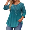 thumbnail image 1 of FDGIU ‌‌‌Women's Plus Size Long Sleeve Shirts - Casual Loose Fit Flare Swing Tunic Tops with Ruffle Hem for Spring, 1 of 5