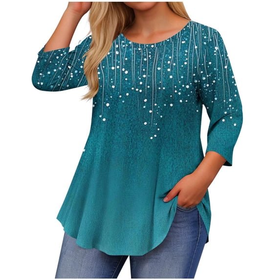 FDGIU Women's Plus Size Long Sleeve Shirts - Casual Loose Fit Flare Swing Tunic Tops with Ruffle Hem for Spring