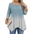 thumbnail image 1 of FDGIU Women's Plus Size Loose Fit Tunic - Long Sleeve Round Neck Curve Hem Solid Casual T-Shirt Tops, 1 of 5