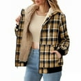 thumbnail image 1 of FDGIU Women's Plus Size Plaid Flannel Sherpa Lined Hooded Shacket - Warm Loose Fit Fall Winter Outdoor Casual Jacket, 1 of 5