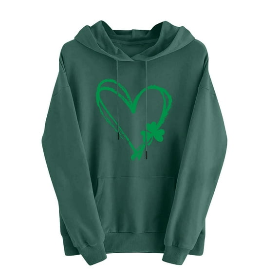 FDGIU Women's Plus Size Saint Patrick's Day Sweatshirt - Oversized Green Shamrock Print Long Sleeve Pullover