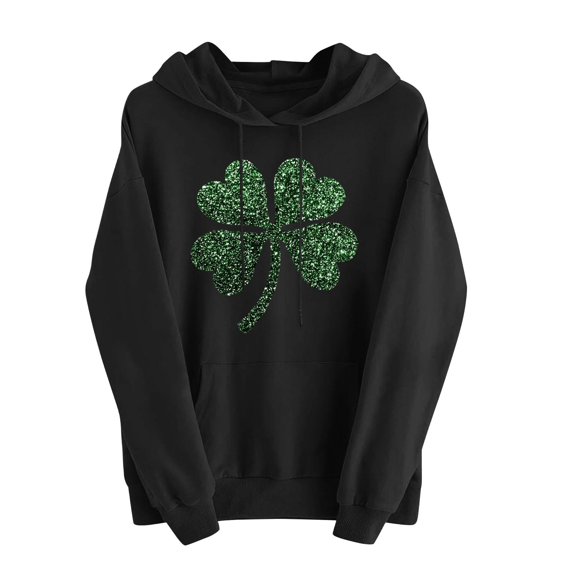 FDGIU Women's Plus Size Saint Patrick's Day Sweatshirt - Oversized Green Shamrock Print Long Sleeve Pullover