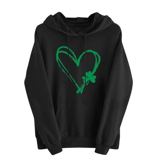 FDGIU Women's Plus Size Saint Patrick's Day Sweatshirt - Oversized Green Shamrock Print Long Sleeve Pullover
