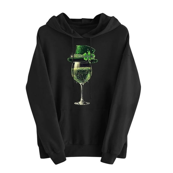FDGIU Women's Plus Size Saint Patrick's Day Sweatshirt - Oversized Green Shamrock Print Long Sleeve Pullover
