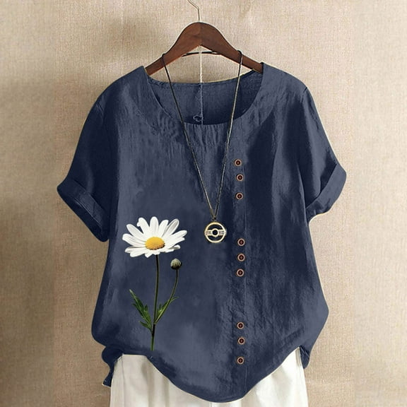 FDGIU Women's Plus Size Short Sleeve T-Shirt - Basic Round Neck Loose Fit Top, Casual Summer Tee for Ladies