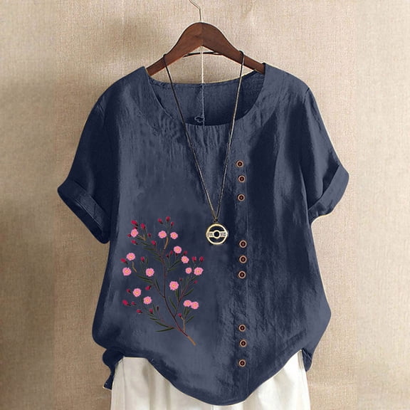 FDGIU Women's Plus Size Short Sleeve T-Shirt - Basic Round Neck Loose Fit Top, Casual Summer Tee for Ladies