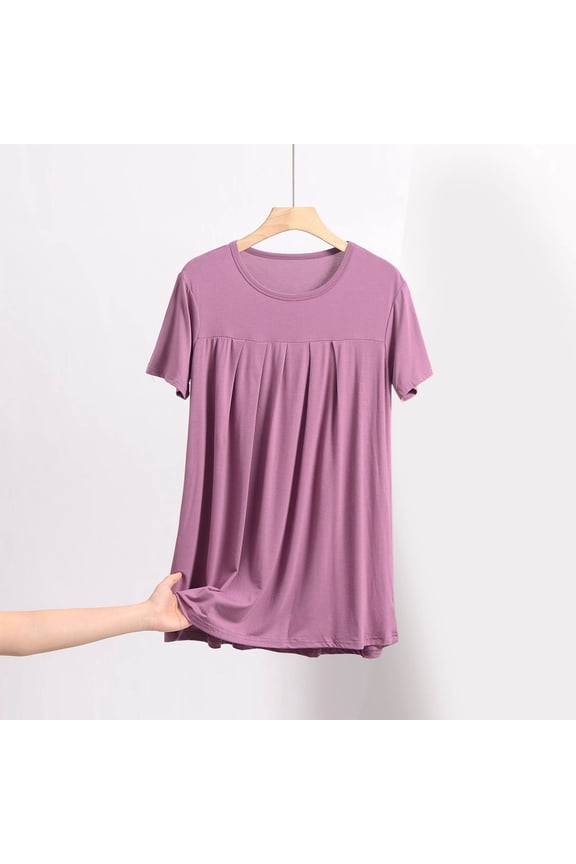 Women's Plus Size Summer Tops - Casual Short Sleeve Tunic with Side Split, Loose Fit Athletic Shirt for Everyday Wear