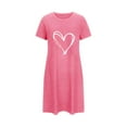 thumbnail image 1 of FDGIU Women's Plus Size Valentine Nightgown - Short Sleeve Loose Fit Cute Heart Graphic Crew Neck Nightshirt, 1 of 5