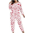 thumbnail image 1 of FDGIU ‌‌‌‌Women's Plus Size Valentine Pajama Set - 2 Piece Long Sleeve Button Down Sleepwear with Heart Print, 1 of 7