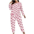 thumbnail image 1 of FDGIU ‌‌‌‌Women's Plus Size Valentine Pajama Set - 2 Piece Long Sleeve Button Down Sleepwear with Heart Print, 1 of 7